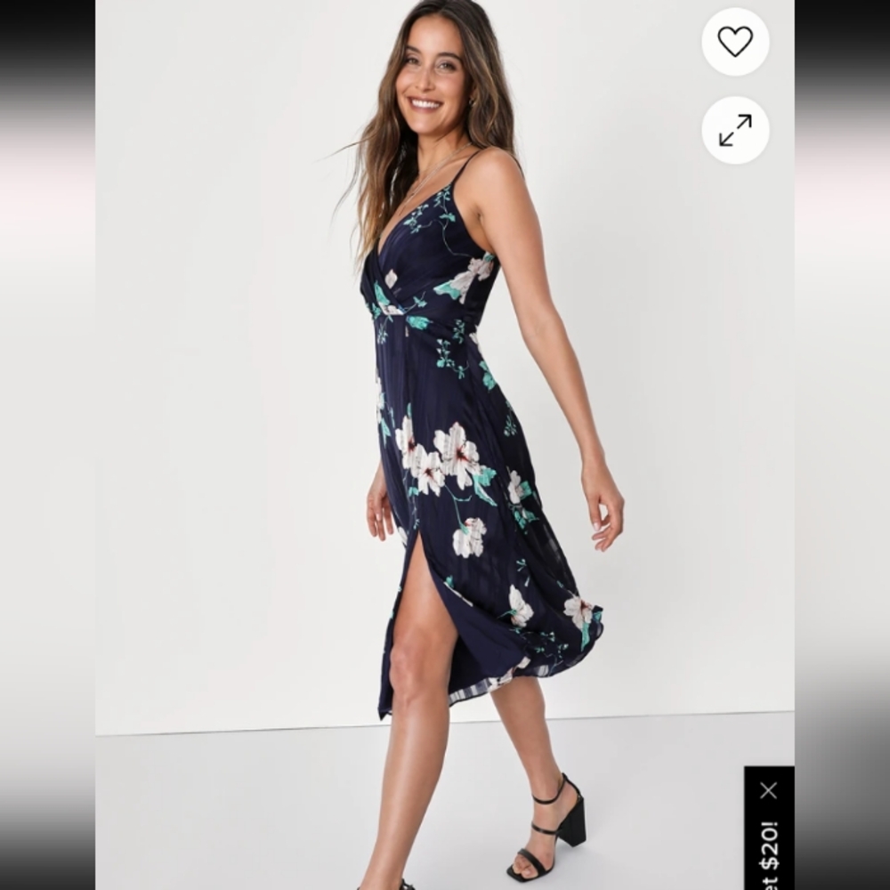 Lulu's All About Love Navy Blue Floral Dress Size M